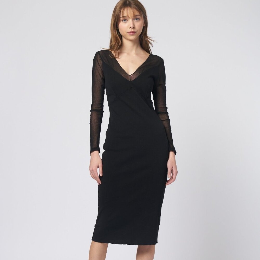 Raquel Allegra Poppy Midi Dress in Black Size XXS NWT